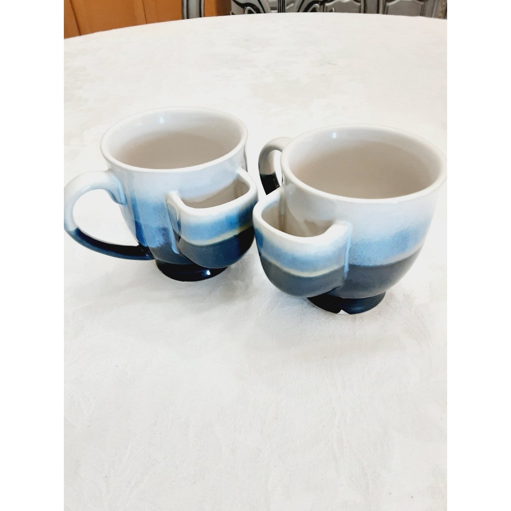 Creative Co-op Stonewear Mugs With Tea Bag Holder 4 Inch Set Of 2 Multicolor
